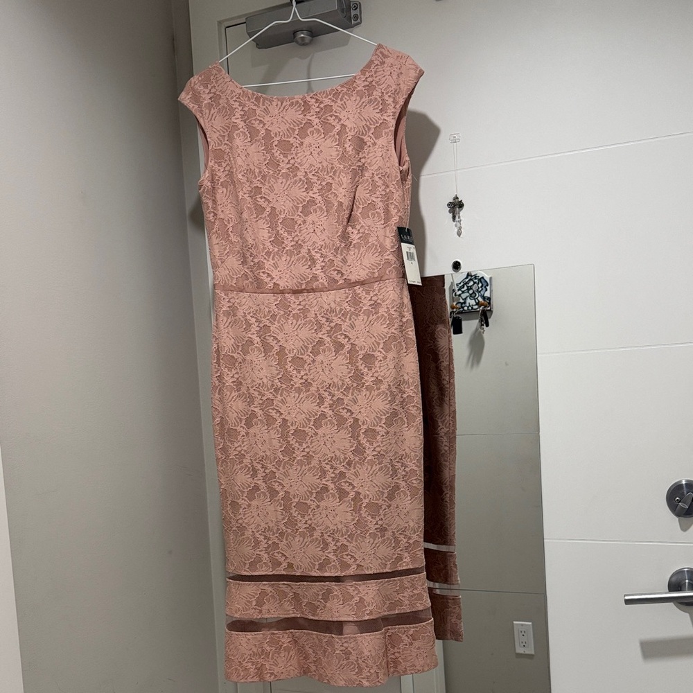 Ralph Lauren Blush Lace Midi Dress